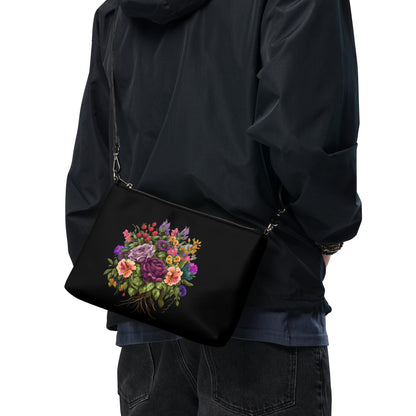 Flowers Crossbody Bag (Black)