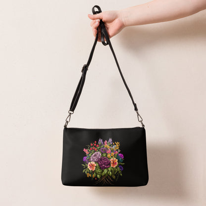 Flowers Crossbody Bag (Black)