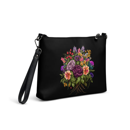 Flowers Crossbody Bag (Black)