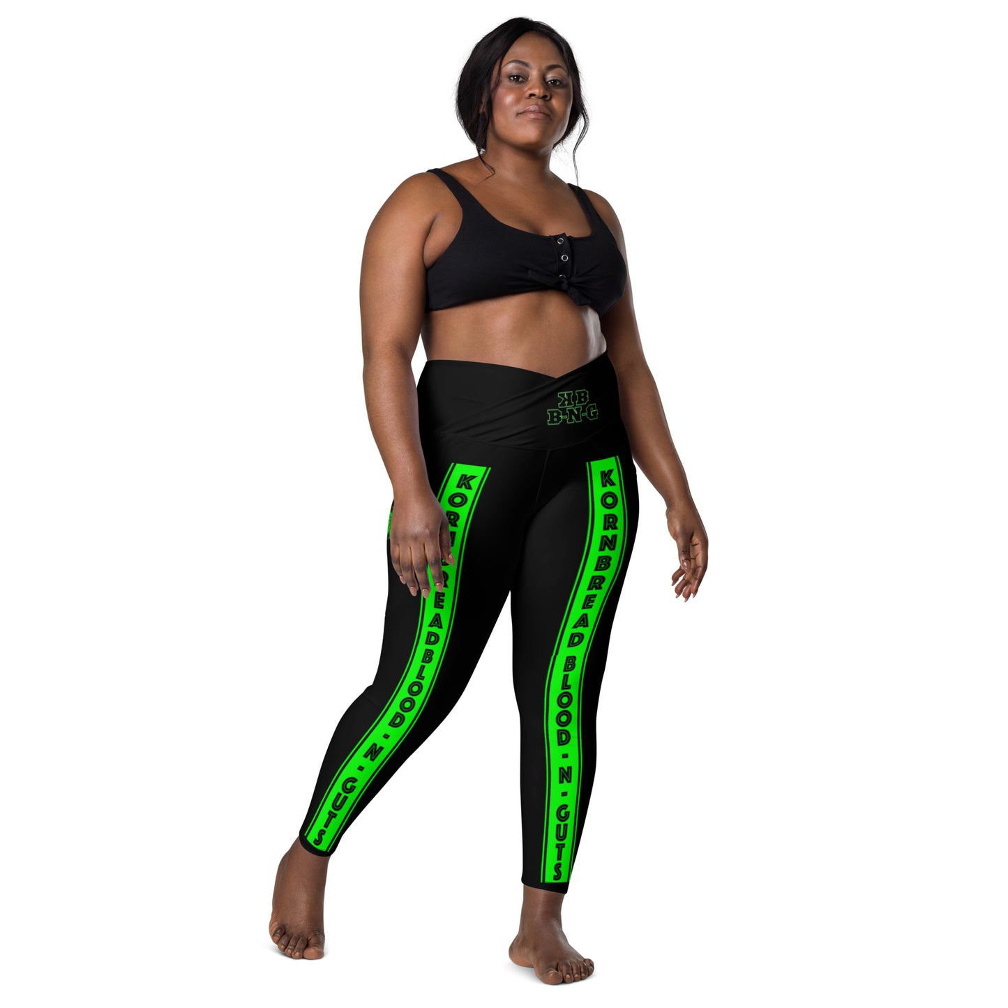 KBBNG Women's Crossover Leggings With Pockets