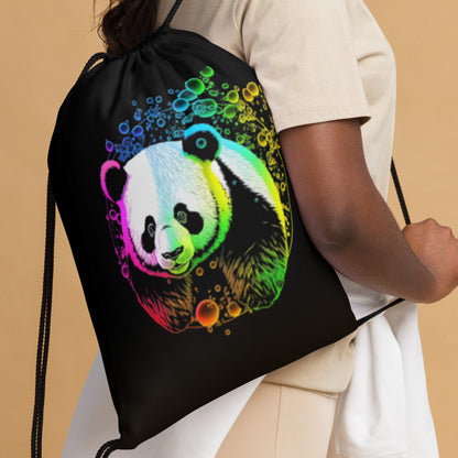 Popping Panda Drawstring Bag