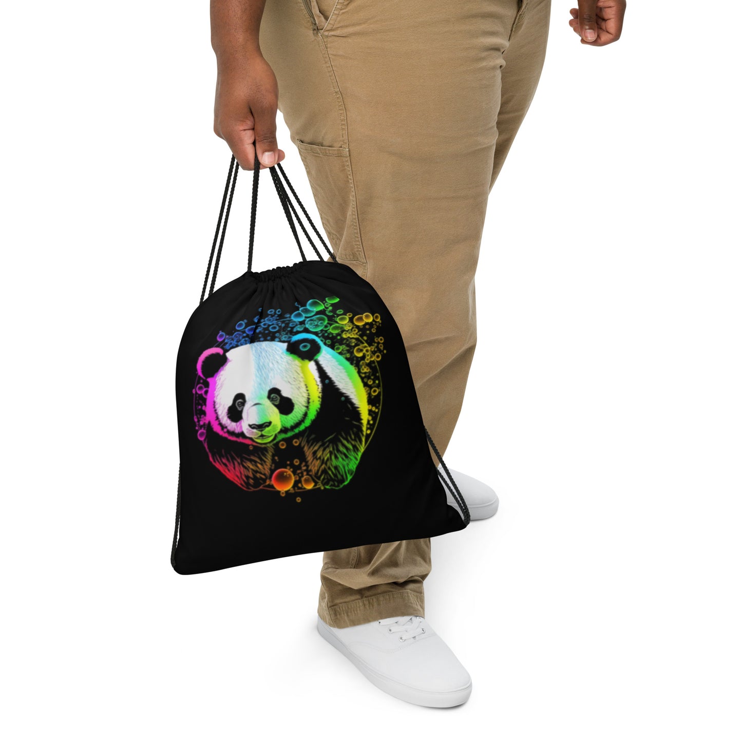 Popping Panda Drawstring Bag