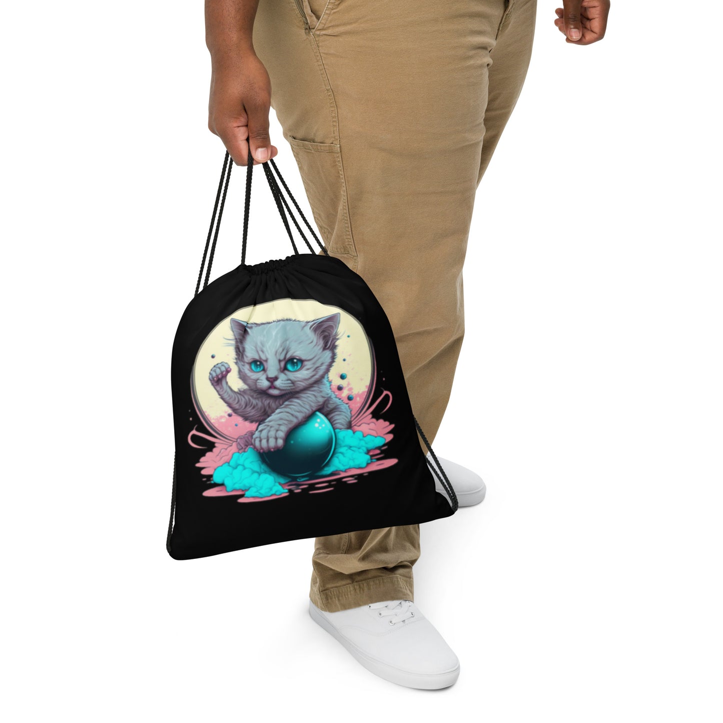 Cuddle Kitty Drawstring Bag