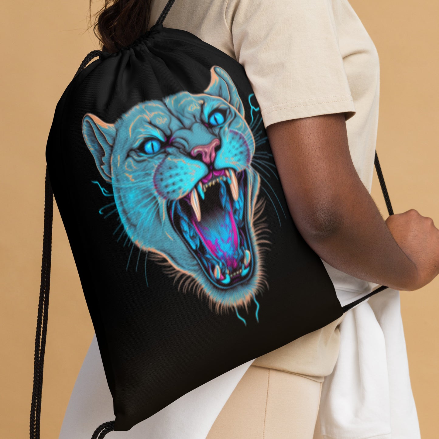 Static Cougar Drawstring Bag