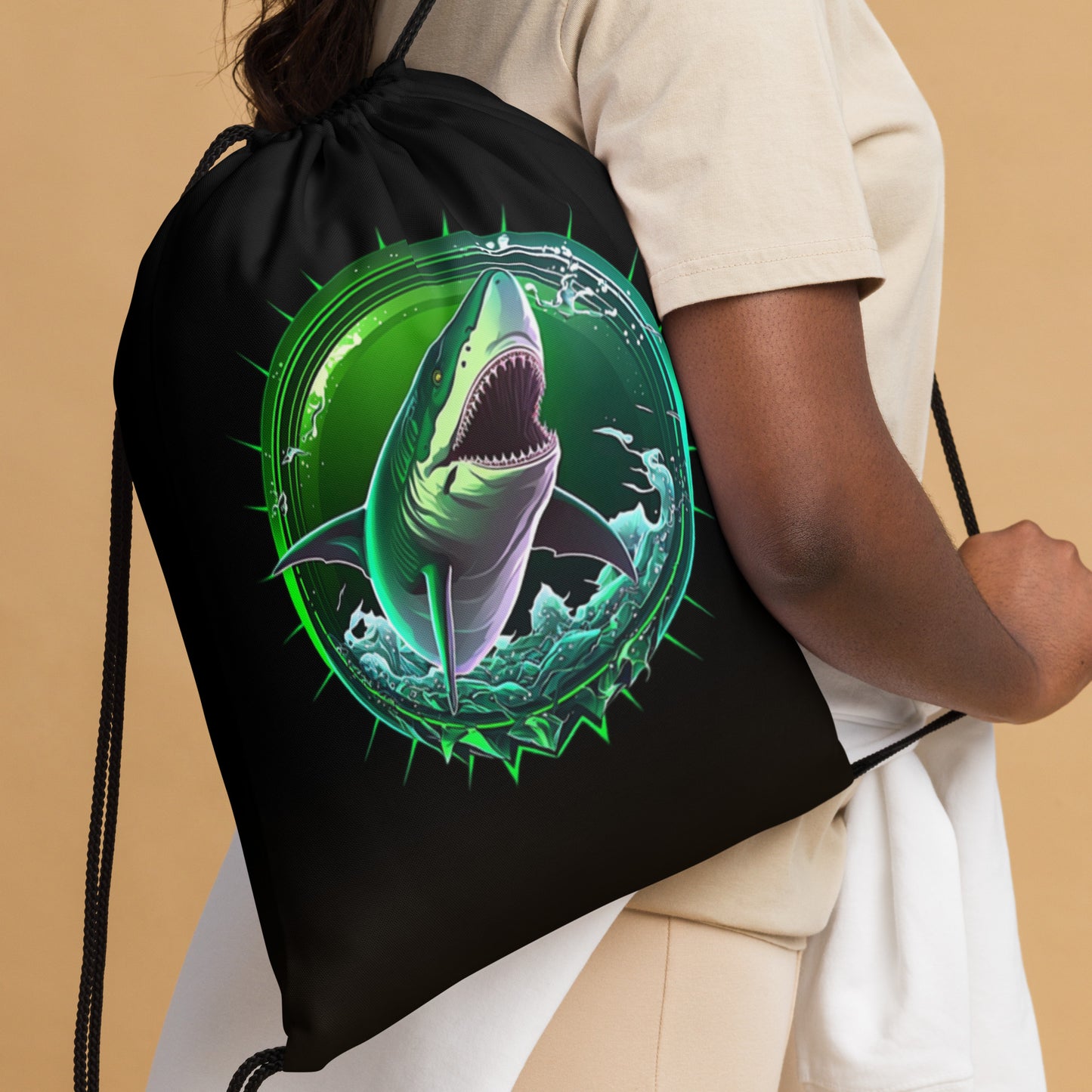 Seditious Shark Drawstring Bag