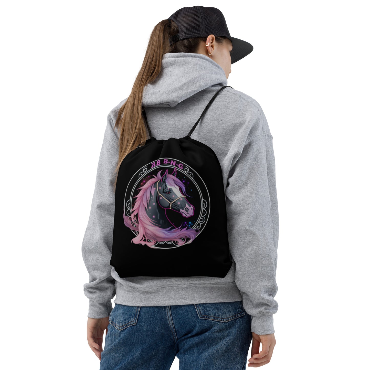 Cotton Candy Horse Drawstring Bag