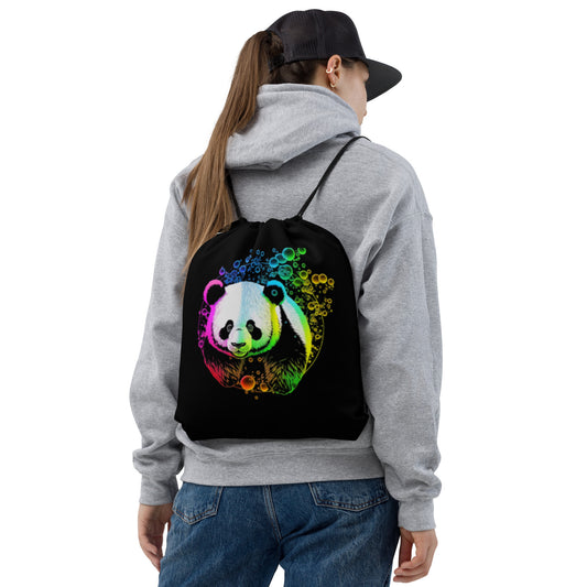 Popping Panda Drawstring Bag