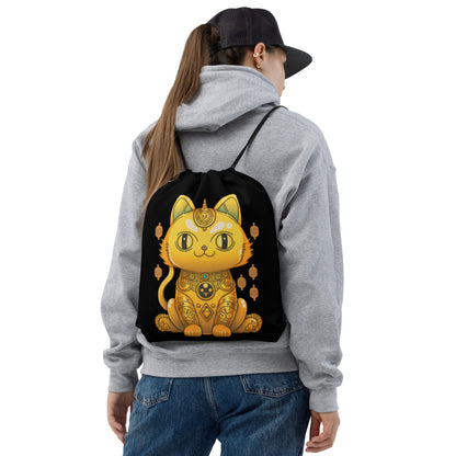 Lucky Cat Drawstring Bag