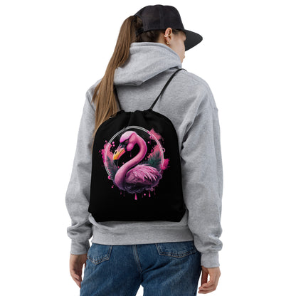 Fierce Flamingo Drawstring Bag