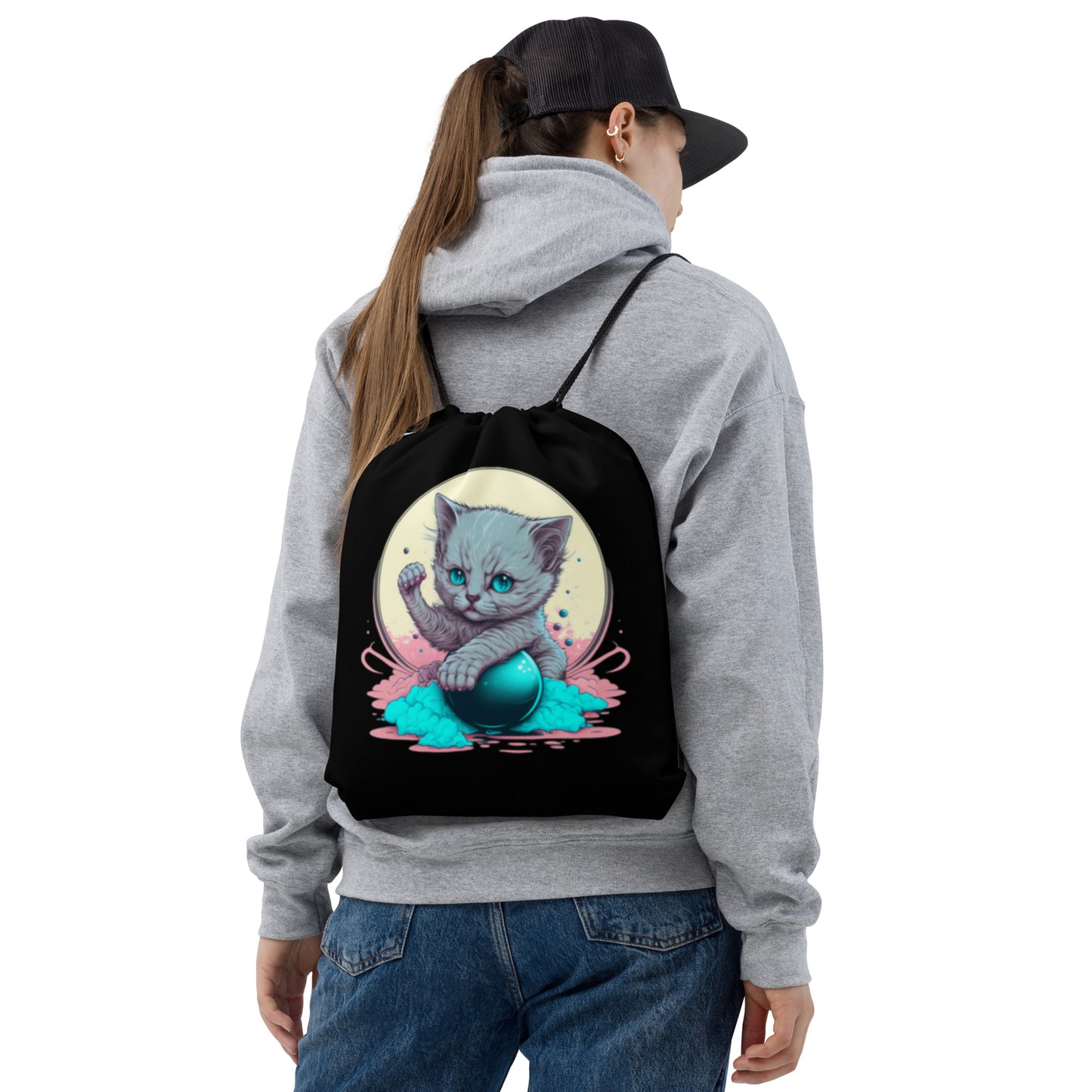 Cuddle Kitty Drawstring Bag