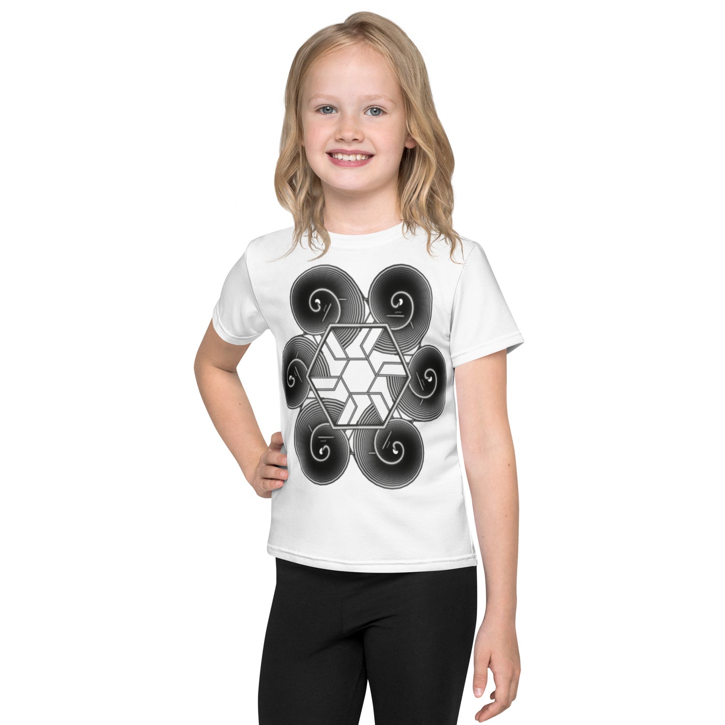 White Swirl Kids Crew Neck T-Shirt