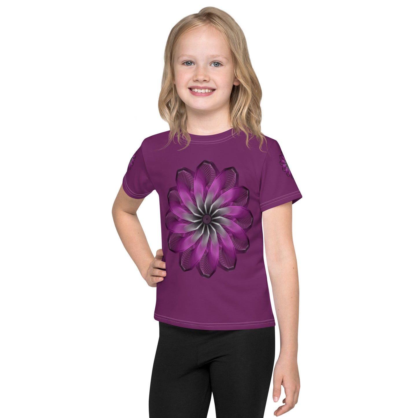 Purple Burst Kids Crew Neck T-Shirt (Purple)