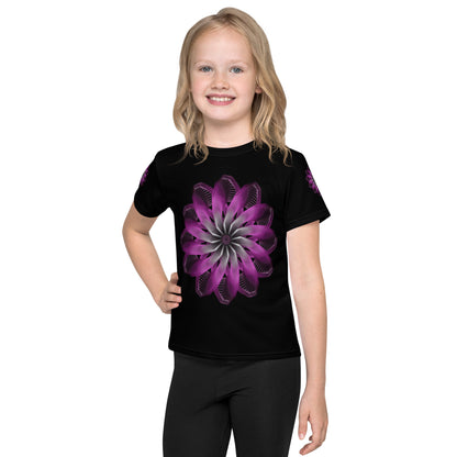 Purple Burst Kids Crew Neck T-Shirt (Black)