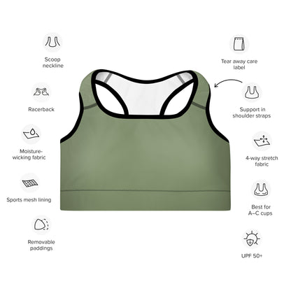 "No B.S." Padded Sports Bra (Camo Green)