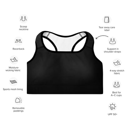 "No B.S." Padded Sports Bra (Black)