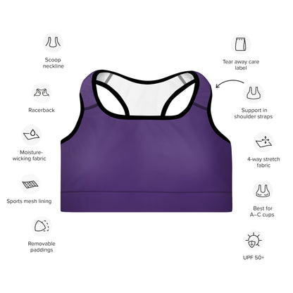 "No B.S." Padded Sports Bra (Purple)