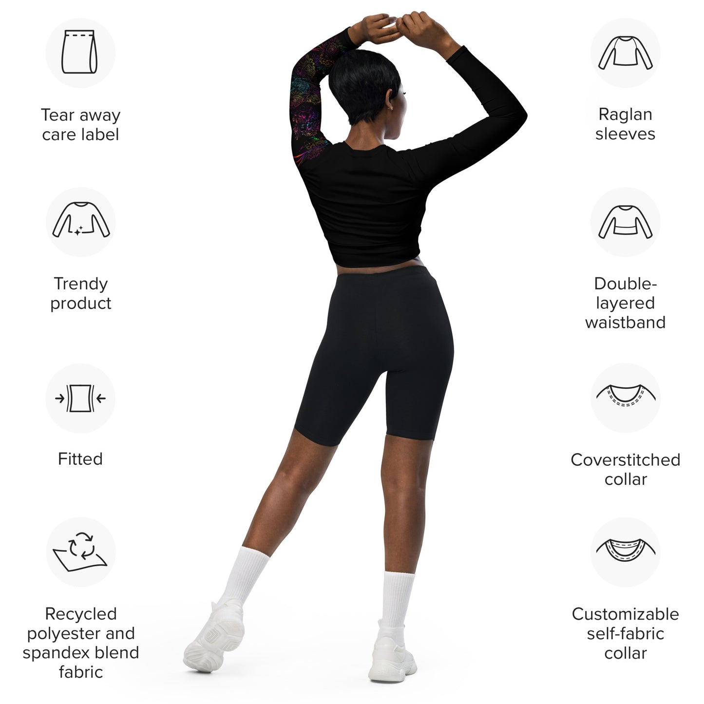 Flowered II Long-Sleeve Crop Top