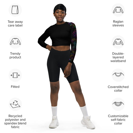 Flowered II Long-Sleeve Crop Top