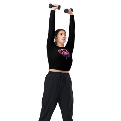 Fierce Flamingo Long-Sleeve Crop Top