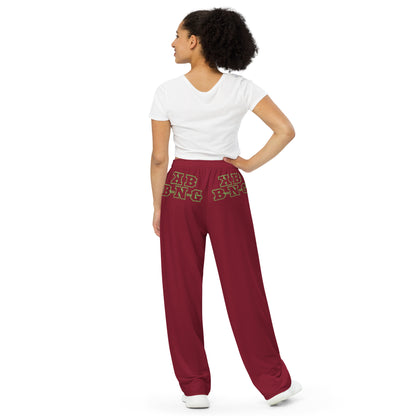 KBBNG Maroon Minimalist Unisex Wide-Leg Pants