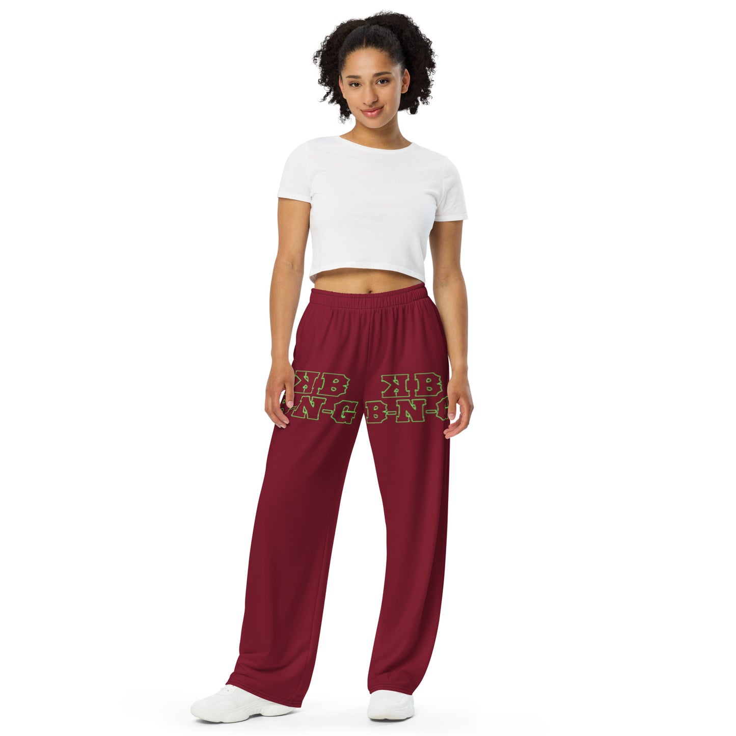 KBBNG Maroon Minimalist Unisex Wide-Leg Pants