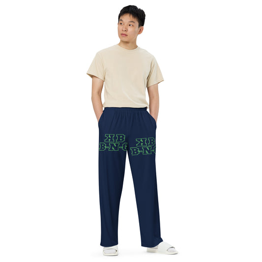 KBBNG Navy Blue Minimalist Unisex Wide-Leg Pants