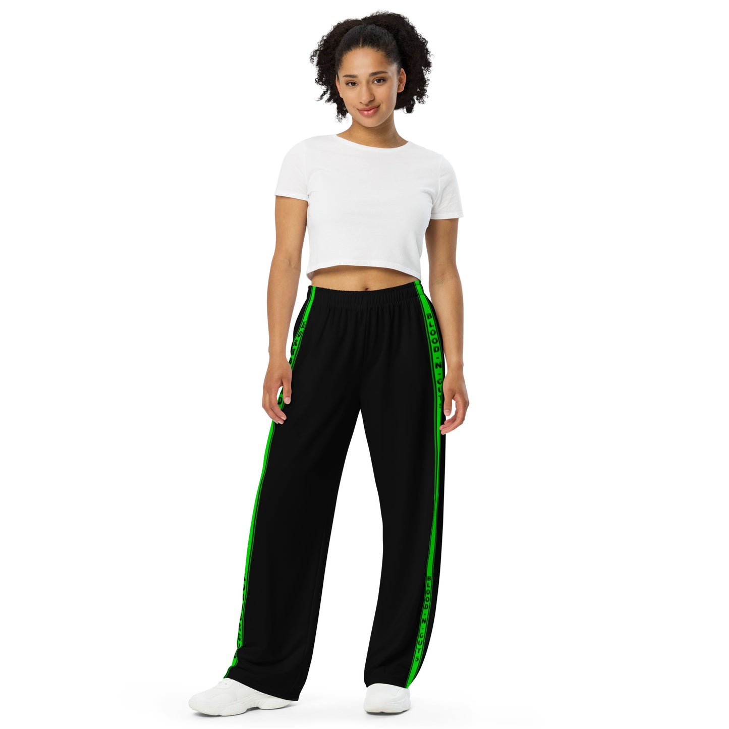 KBBNG Green Stripe Wide-Leg Pants