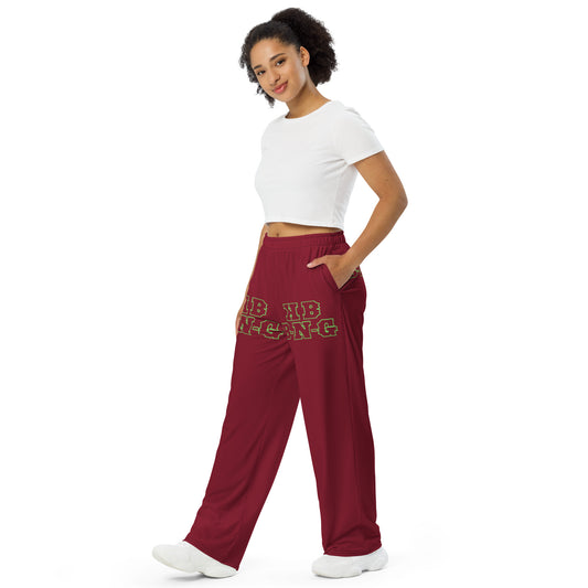 KBBNG Maroon Minimalist Unisex Wide-Leg Pants