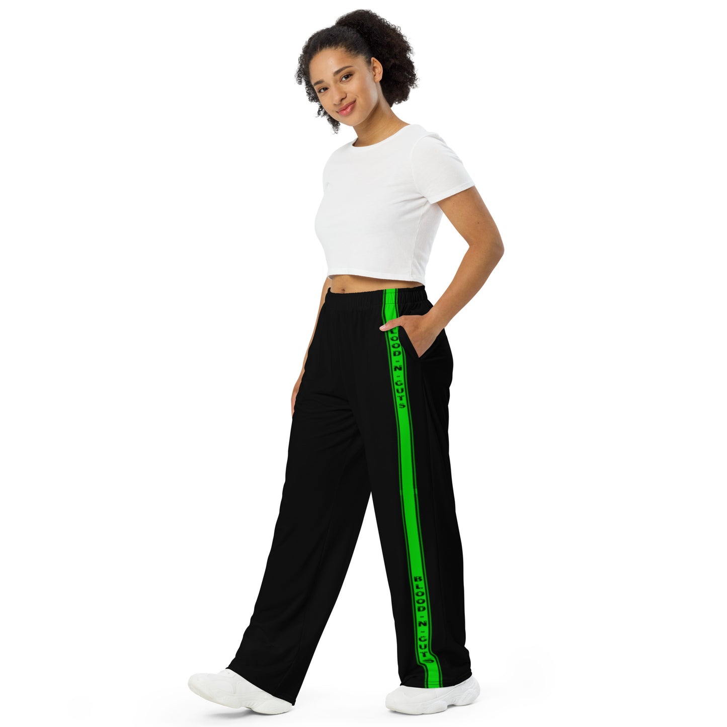 KBBNG Green Stripe Wide-Leg Pants