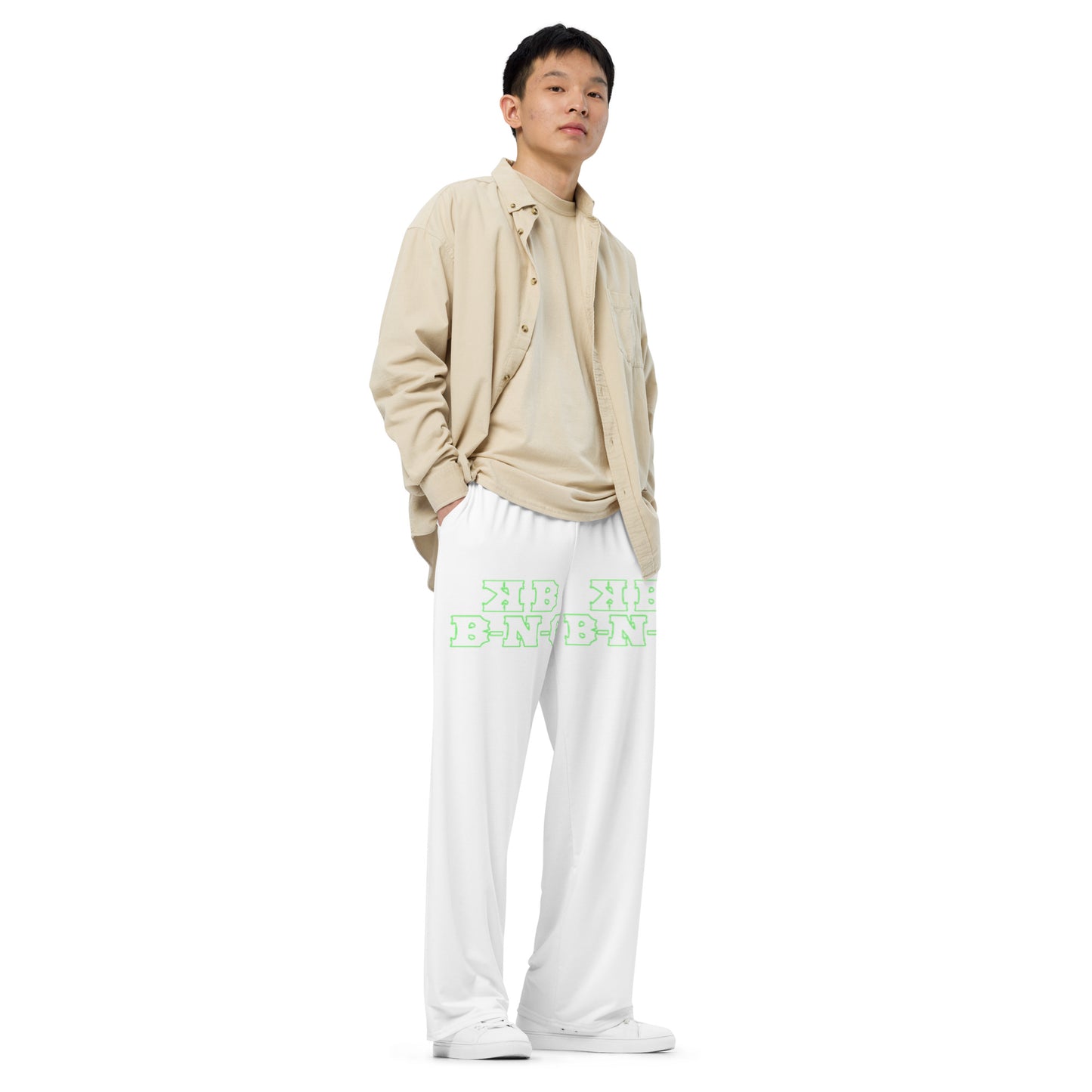 KBBNG White Minimalist Unisex Wide-Leg Pants