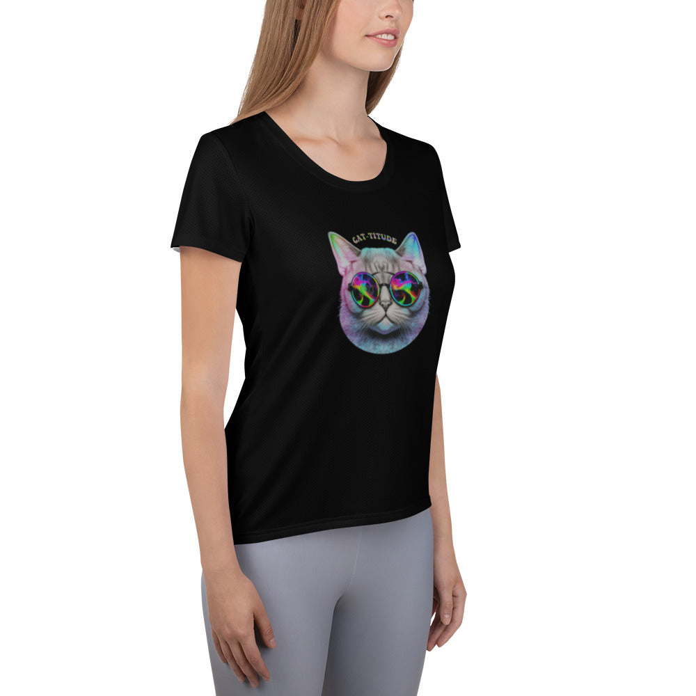 "Cat-Titude" Women's Athletic T-Shirt