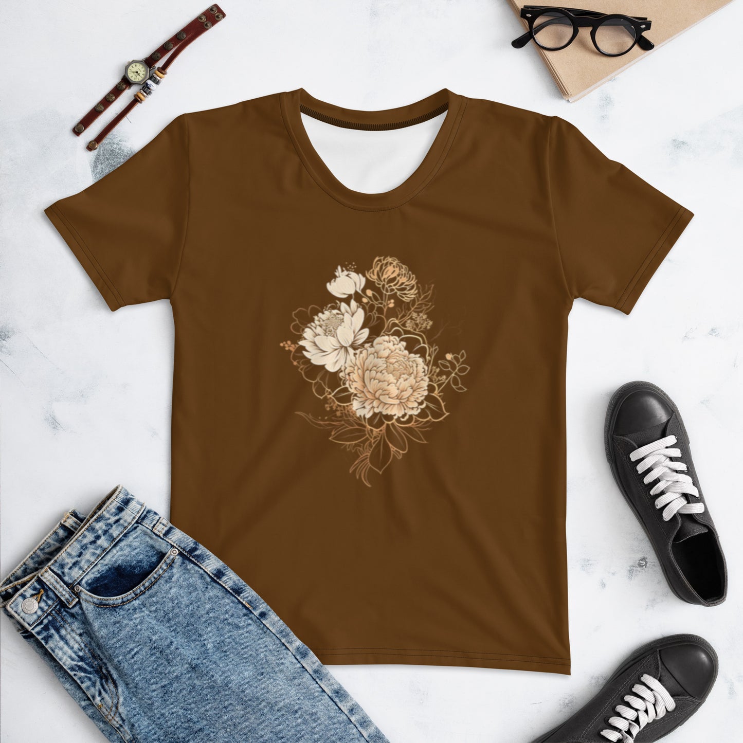 Brown Flowers Women's T-Shirt