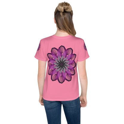 Pink Burst Youth Crew Neck T-Shirt (Pink)