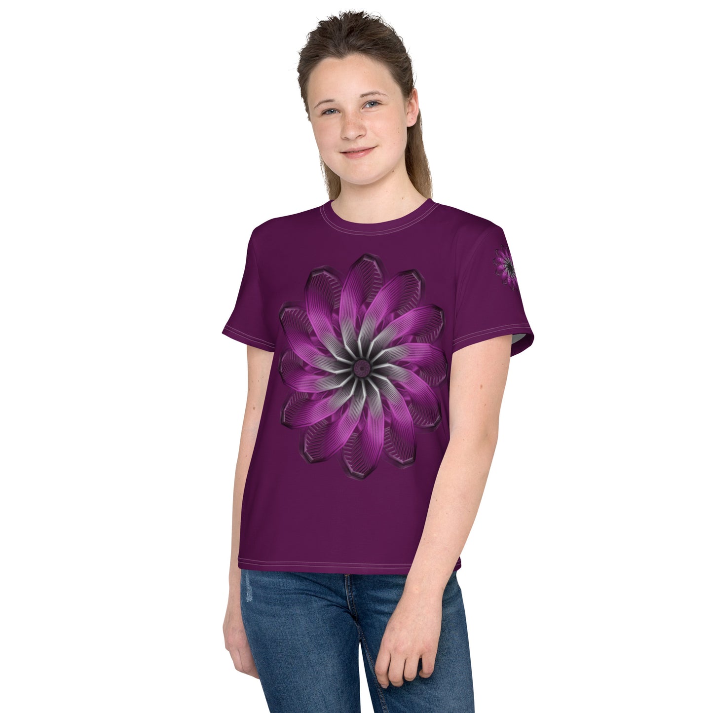 Purple Burst Youth Crew Neck T-Shirt