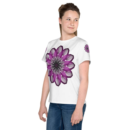 Pink Burst Youth Crew Neck T-Shirt