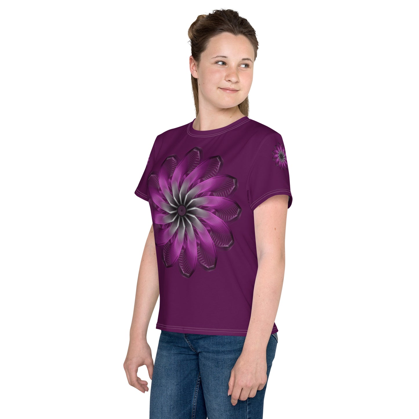 Purple Burst Youth Crew Neck T-Shirt