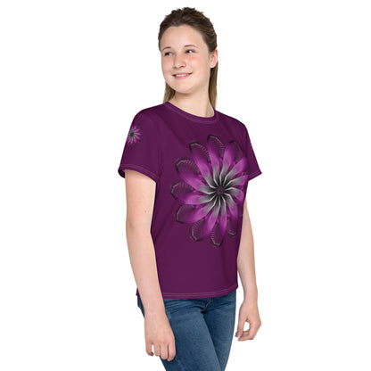 Purple Burst Youth Crew Neck T-Shirt