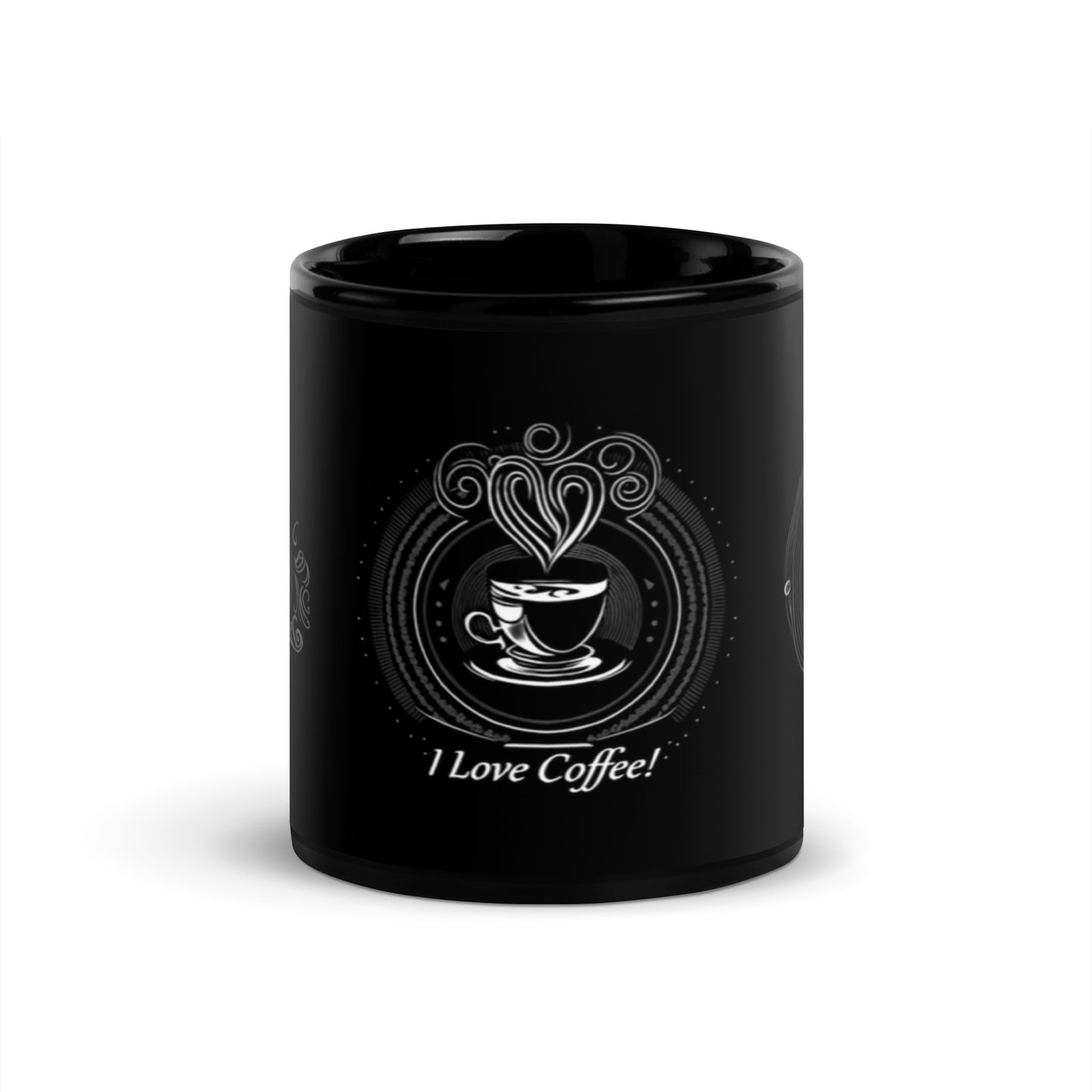 "I Love Coffee!" Black Glossy Mug