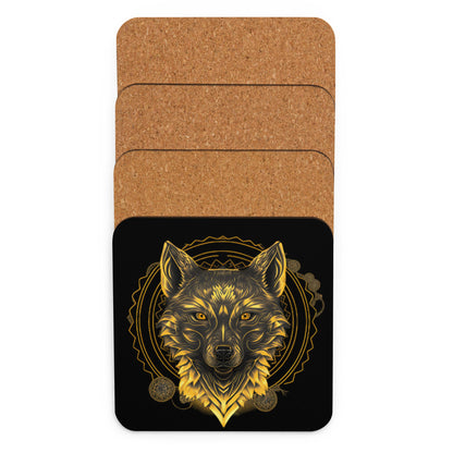 Golden Wolf Cork-Back Coaster