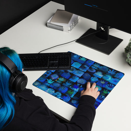 Blue Leaves Gaming Mouse Pad