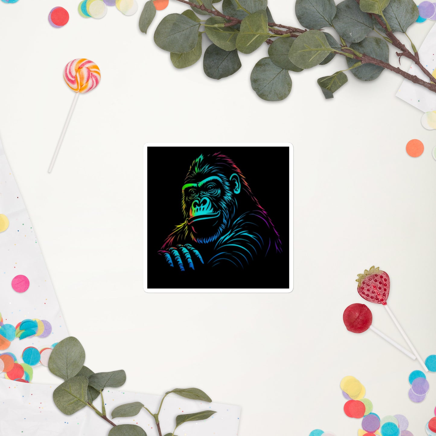 Neon Gorilla Bubble-Free Stickers