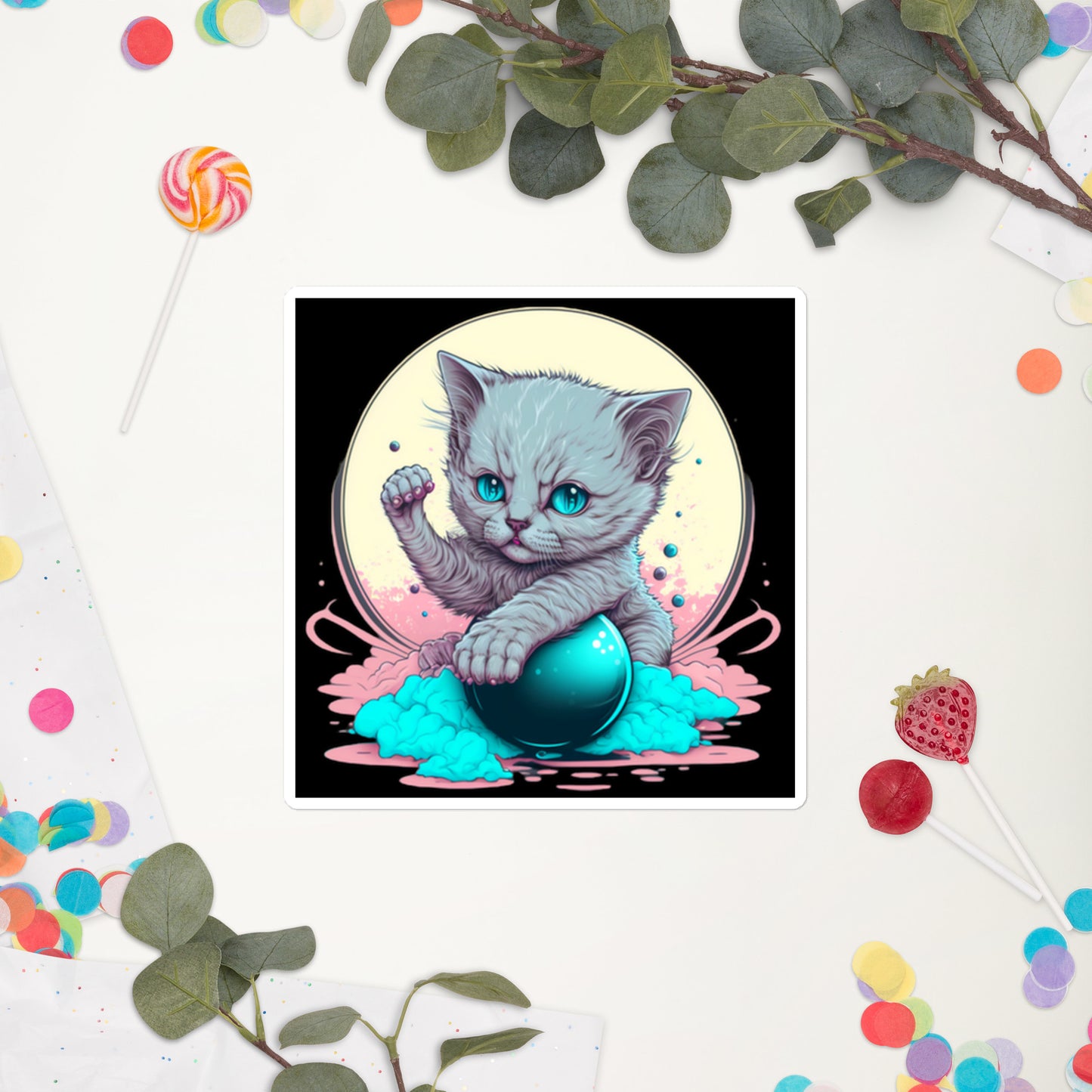 Cuddle Kitty Bubble-Free Stickers