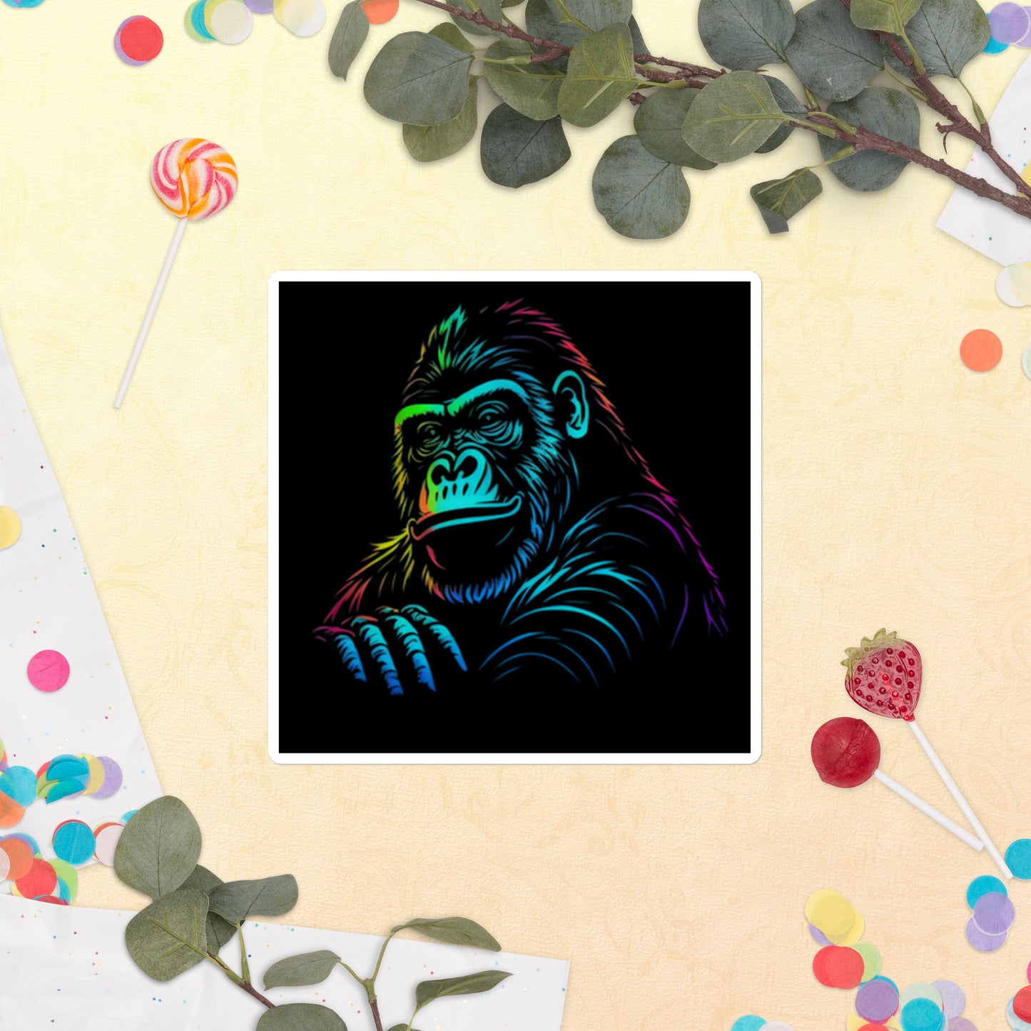 Neon Gorilla Bubble-Free Stickers