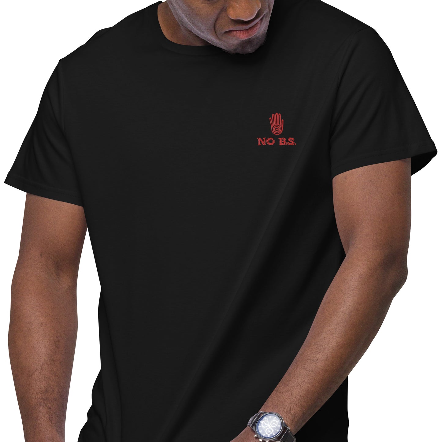 "No B.S." Men's Embroidered Premium Cotton T-shirt