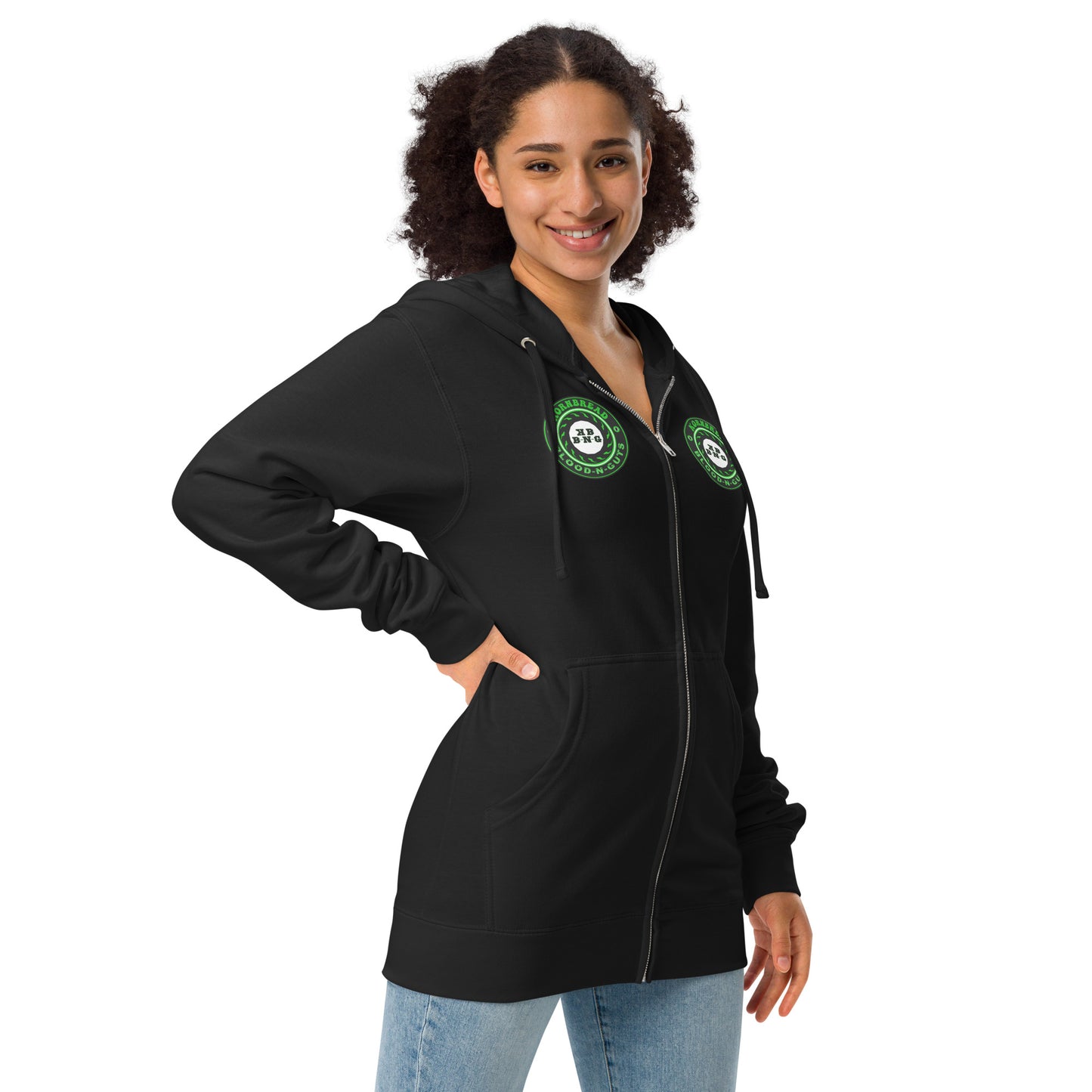 KBBNG Badge Fleece Zip Up Hoodie