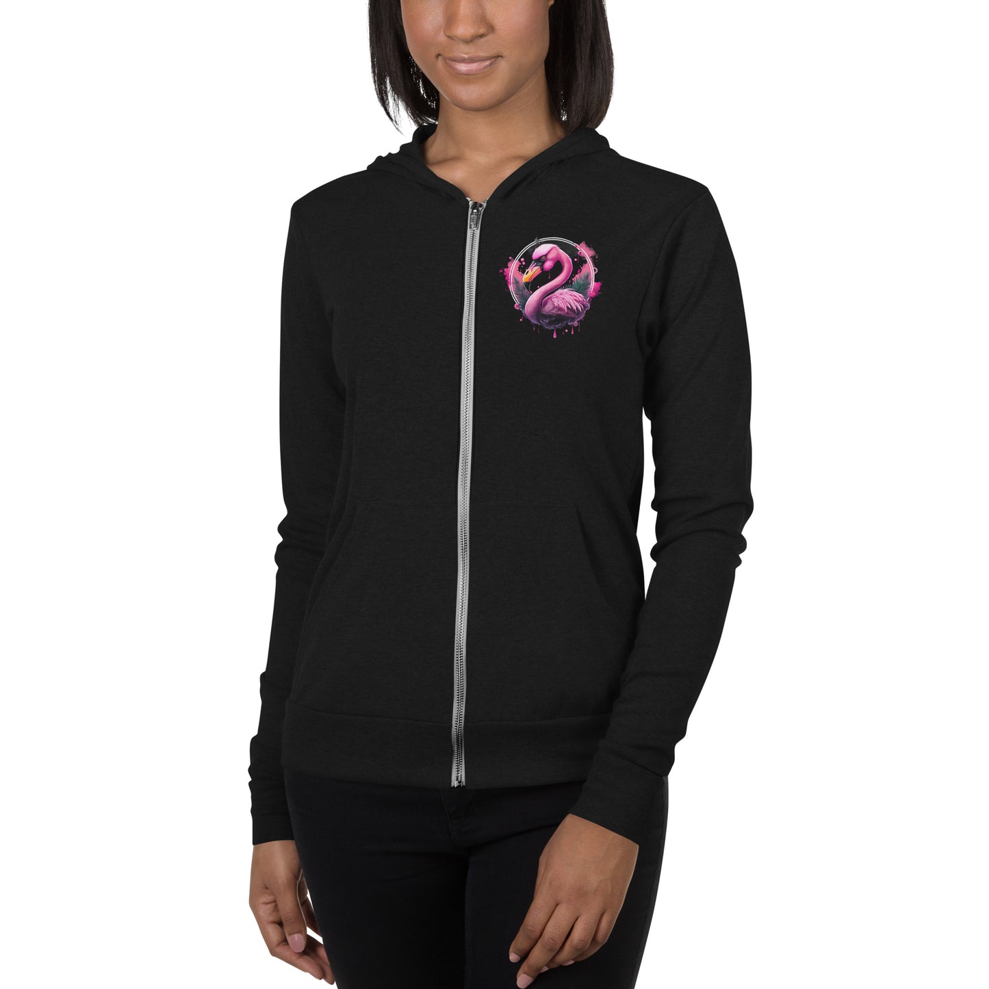 Fierce Flamingo Zip Hoodie