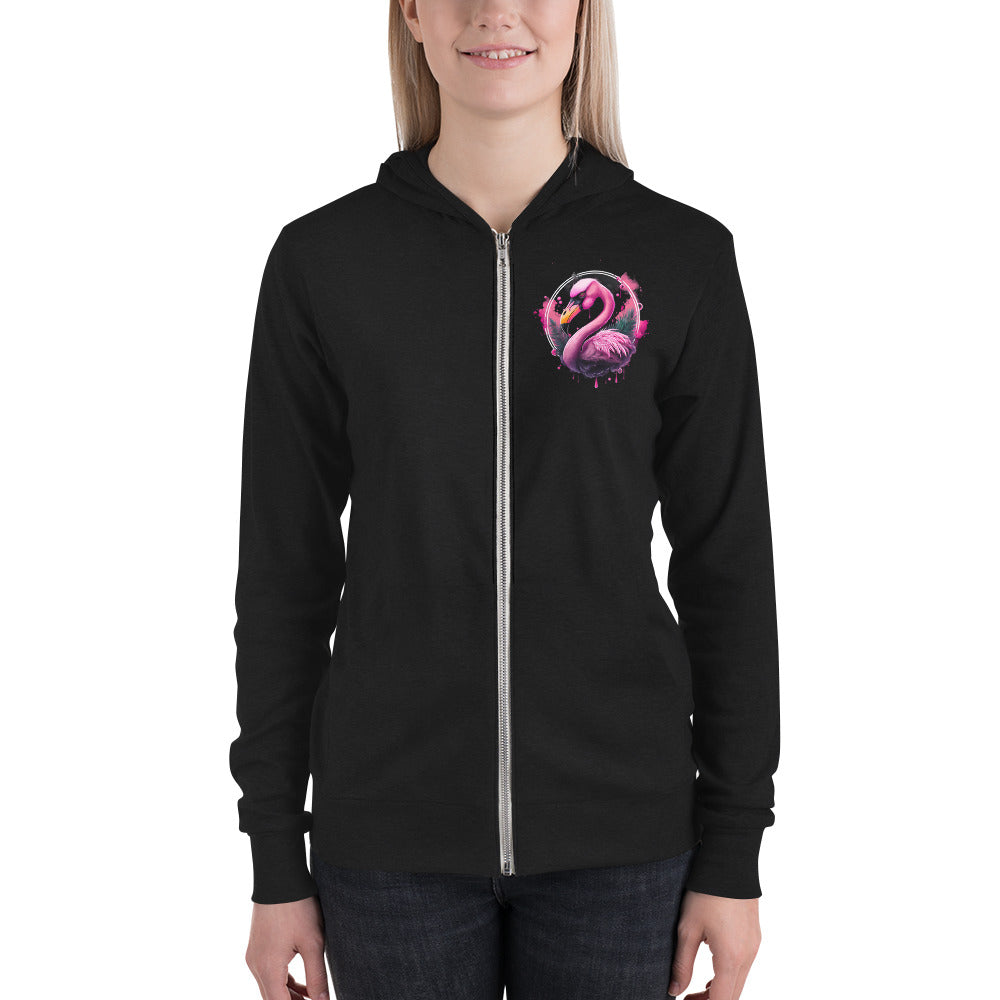 Fierce Flamingo Zip Hoodie