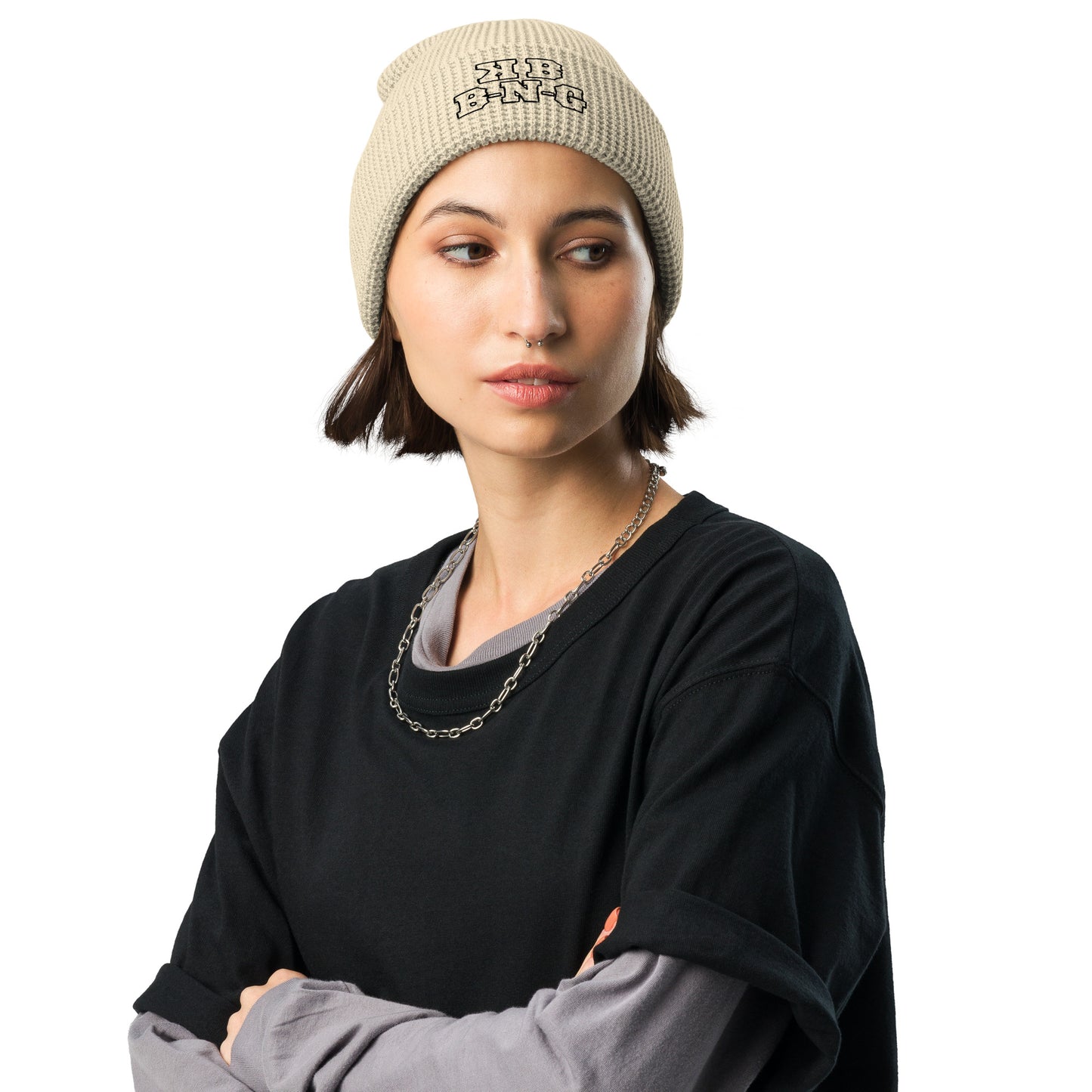 KBBNG Waffle Beanie (Black Letters)