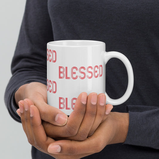 Blessed White Glossy Mug