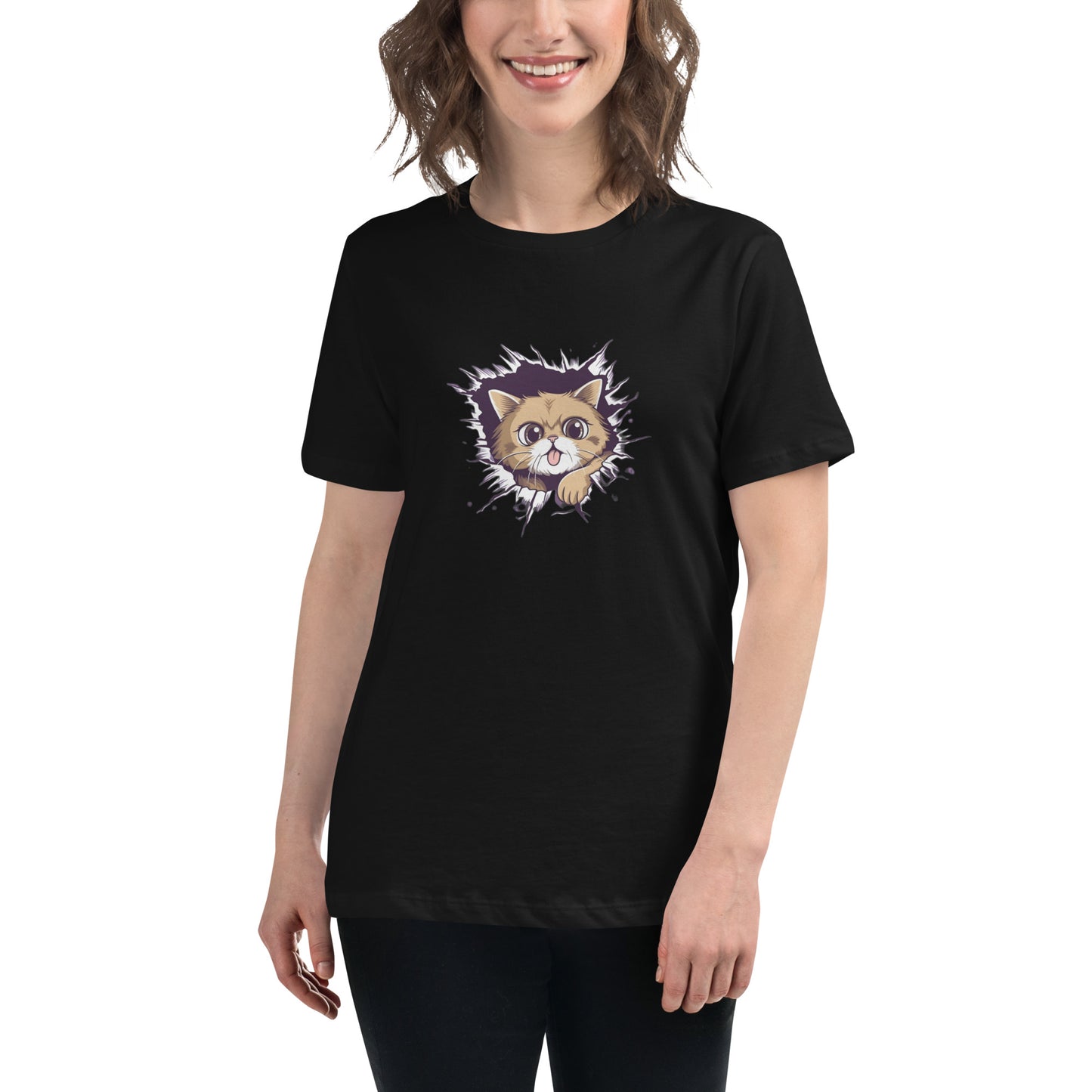 Crashing Cat Women's Relaxed T-Shirt